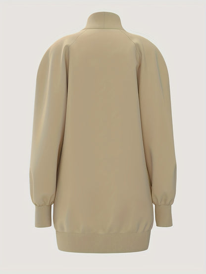 Faith Print Turtleneck Dress, Casual Loose Long Sleeve Dress, Women's Clothing