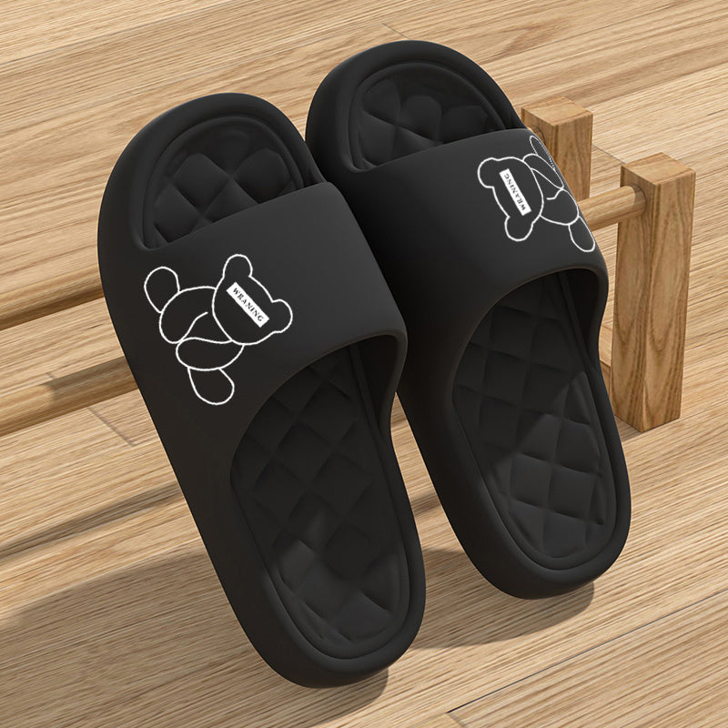 Adorable Cartoon Bear Women's Home Indoor Lightweight Anti-slip EVA Slippers, Fashionable Casual Beach Sandals