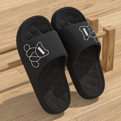 Adorable Cartoon Bear Women's Home Indoor Lightweight Anti-slip EVA Slippers, Fashionable Casual Beach Sandals