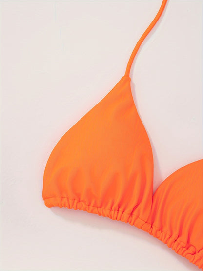 Women's 2 Piece Set Bikini, Halter Bra, V String Bottoms, Women's Swimwear & Clothing