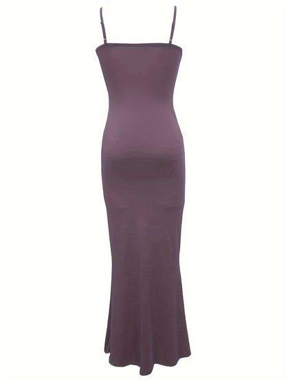Women's Casual Lounge Slip Long Dress, Sexy Sleeveless Backless Bodycon Maxi Dress, Women's Clothing