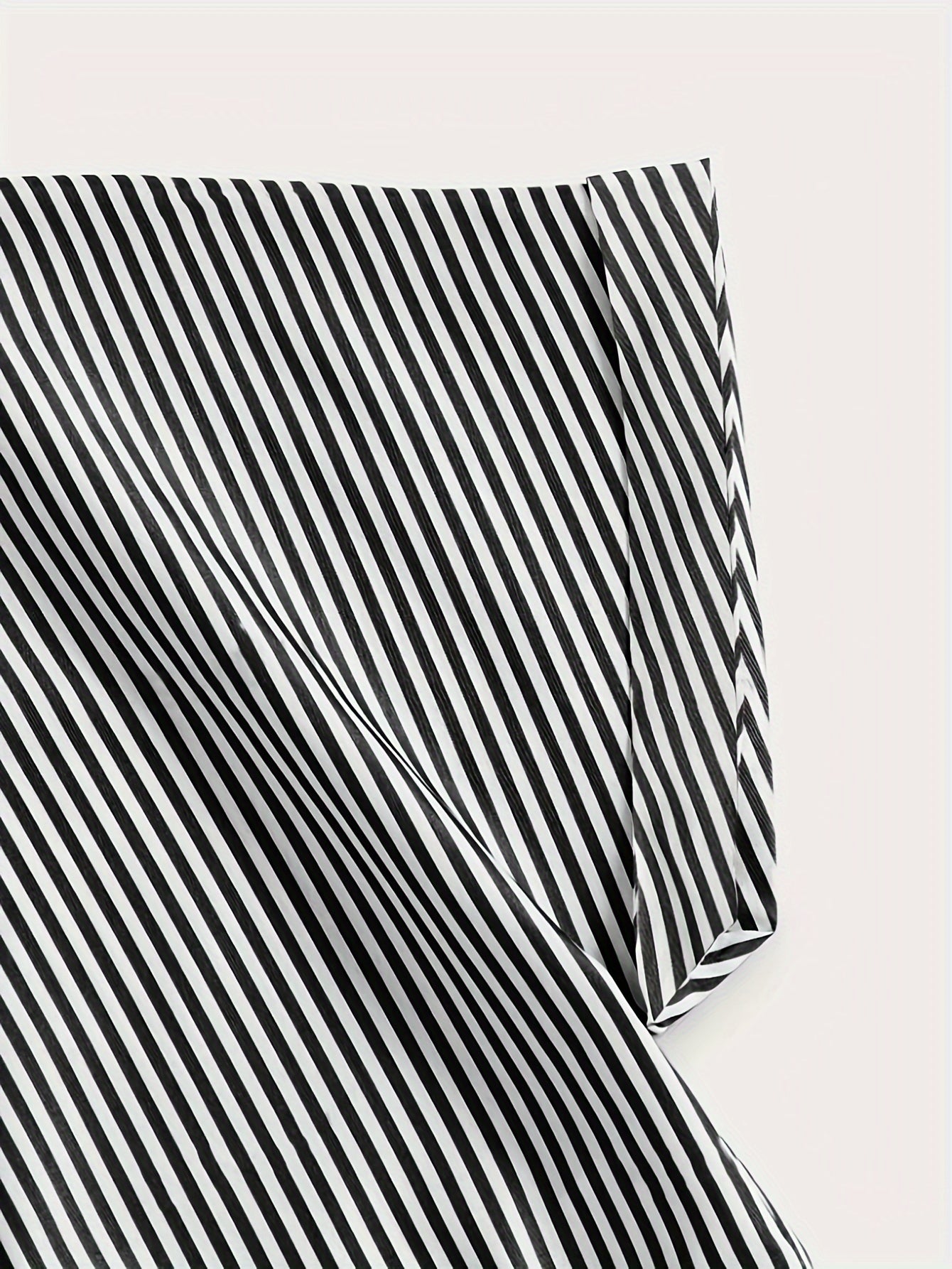 Striped Zip Up Knotted Blouse, Elegant Short Sleeve Crop Top For Spring & Summer, Women's Clothing