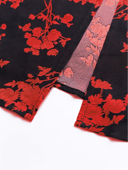 Y2K Women's Floral Print Off-Shoulder A-Line Dress - Lightweight Summer Machine Washable Elegant Party & Casual Outfit, Fitted Silhouette