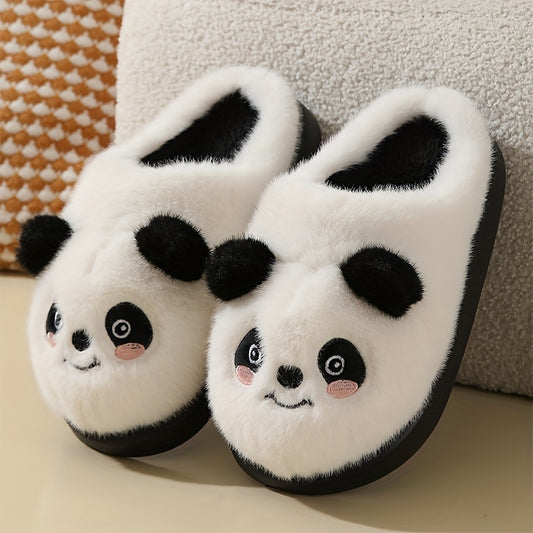 Winter New Cartoon Panda Cute Plush Slippers For Women's Indoor Home, Warm And Comfortable, Anti Slip Soft Slippers