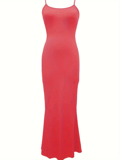 Women's Casual Lounge Slip Long Dress, Sexy Sleeveless Backless Bodycon Maxi Dress, Women's Clothing