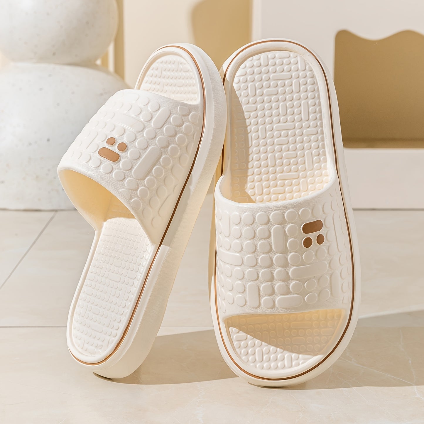 [Soft Slides] Soft Pink Women's Summer Slides | Non-Slip High-Density Geometric Pattern, Machine Washable, Comfortable Home Shoes for Relaxation, Ladies Slippers, Thick Sole Indoor Slippers, EVA