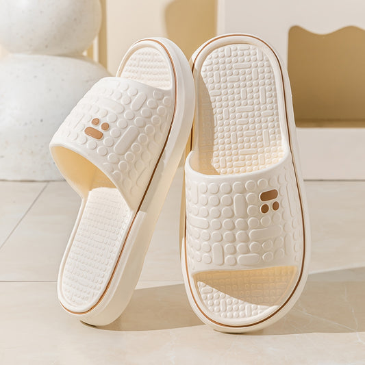 [Soft Slides] Soft Pink Women's Summer Slides | Non-Slip High-Density Geometric Pattern, Machine Washable, Comfortable Home Shoes for Relaxation, Ladies Slippers, Thick Sole Indoor Slippers, EVA