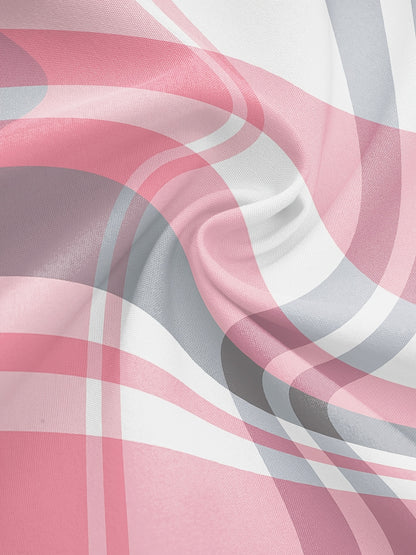 Women's Stylish Purple & White Plaid Long Sleeve Button-Up Shirt - Casual Polyester Blouse with Pointed Collar, Machine Washable, Perfect for Casual Attire