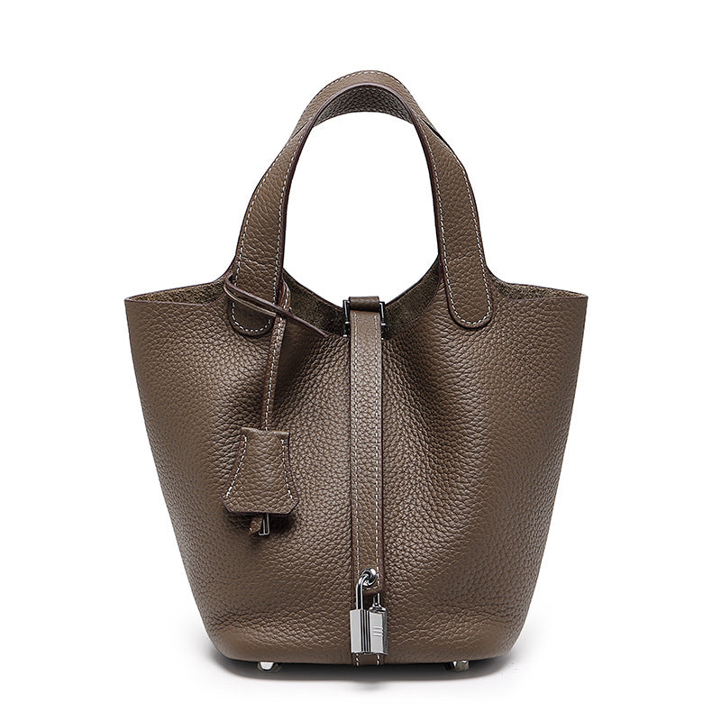 Head layer cowhide bucket bag women's leather high-end handbag