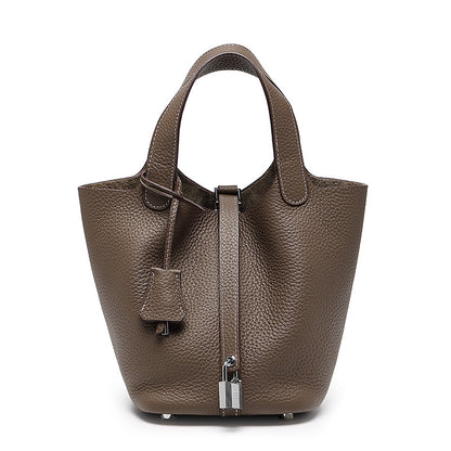 Head layer cowhide bucket bag women's leather high-end handbag