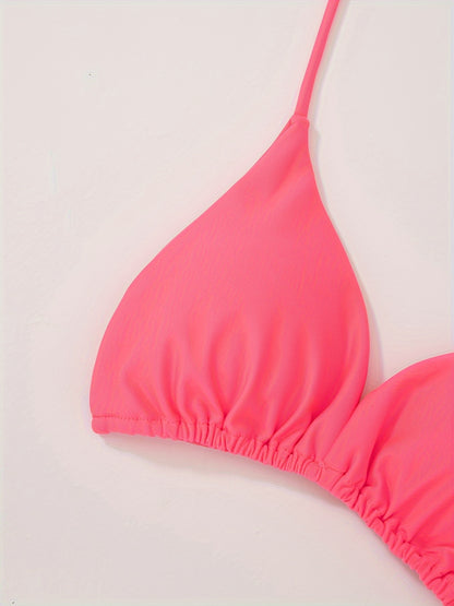 Women's 2 Piece Set Bikini, Halter Bra, V String Bottoms, Women's Swimwear & Clothing