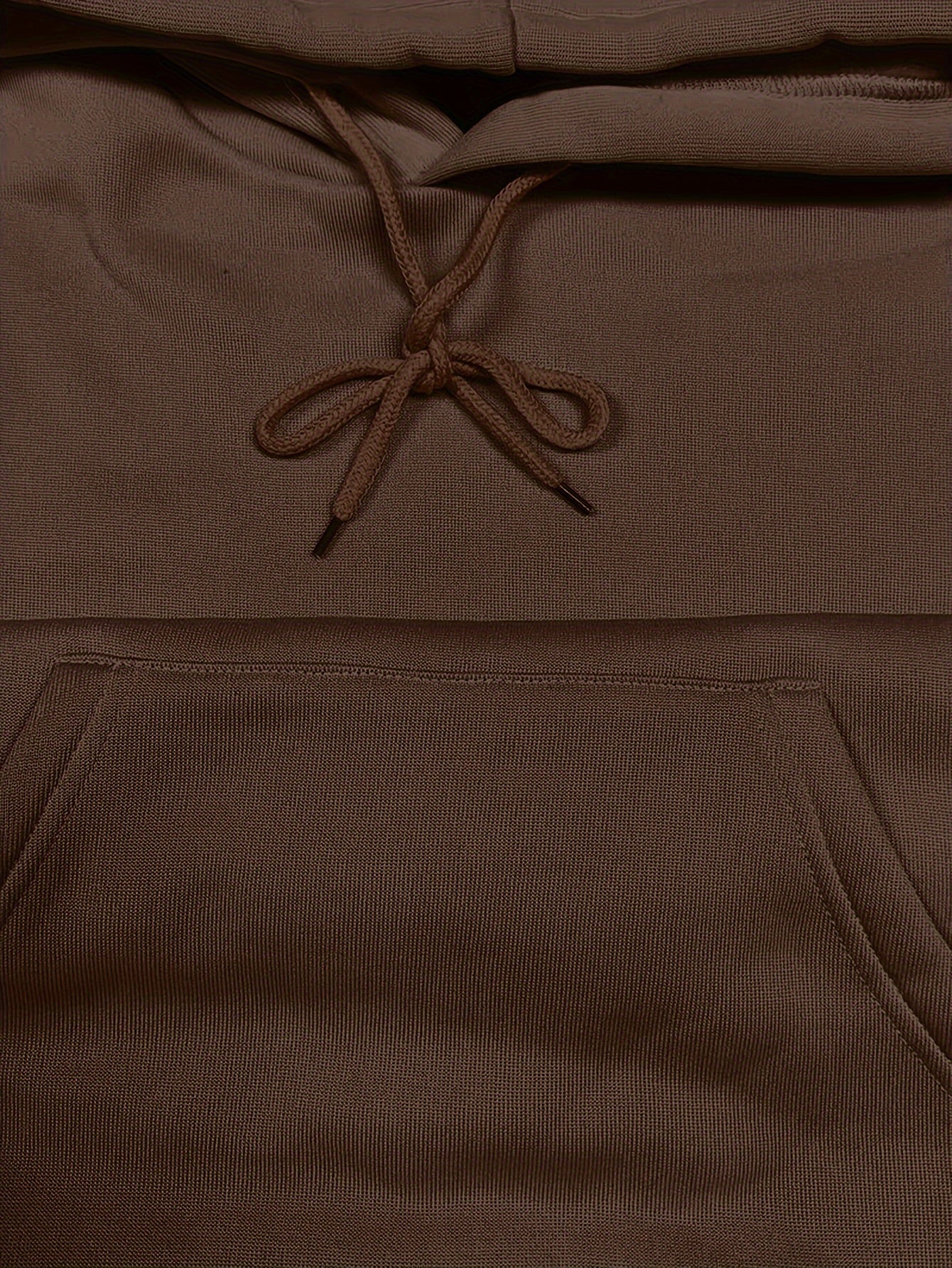 Solid Kangaroo Pocket Hoodie Without Pants, Casual Long Sleeve Drawstring Hoodies Sweatshirt, Women's Clothing