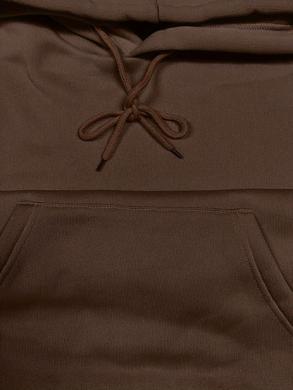 Solid Kangaroo Pocket Hoodie Without Pants, Casual Long Sleeve Drawstring Hoodies Sweatshirt, Women's Clothing