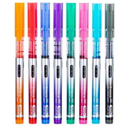 Deli 8 Pieces Rolling Ball Pens, Quick-Drying Ink 0.5 mm Extra Fine Point Pens Liquid Ink Pen Rollerball Pens Multicolor