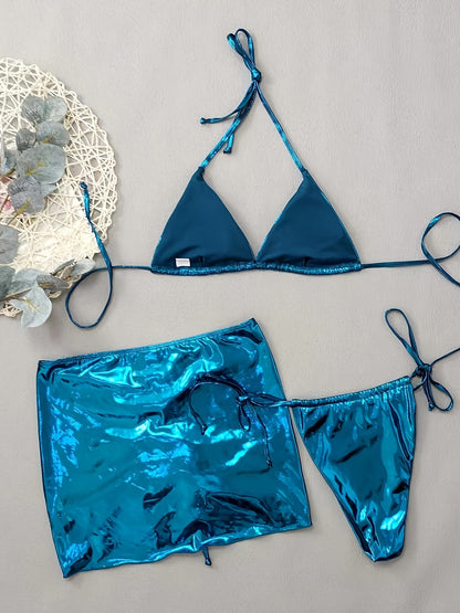 24 European and American Cross-border Bikini Set Sexy Slim Fit Glitter Fabric Nightclub Bikini Hot Selling