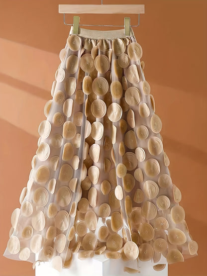 Applique High Waist Skirts, Elegant Maxi Skirts For Spring & Summer, Women's Clothing