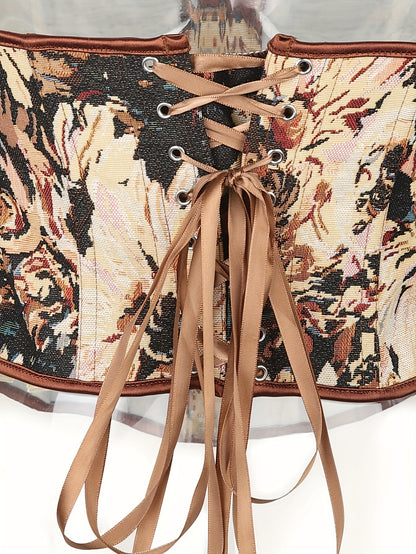 Lace Up Off Shoulder Non-Stretch Shaping Top, Women's Tight Bone Corset Top, Women's Activewear