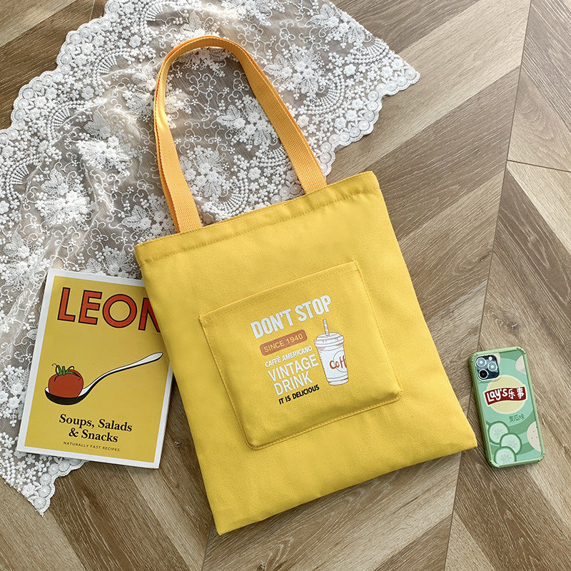 Women's One-Shoulder Korean Letter Messenger Bag Student Trend Portable Large Capacity Canvas Bag Simple Small Fresh Canvas Bag