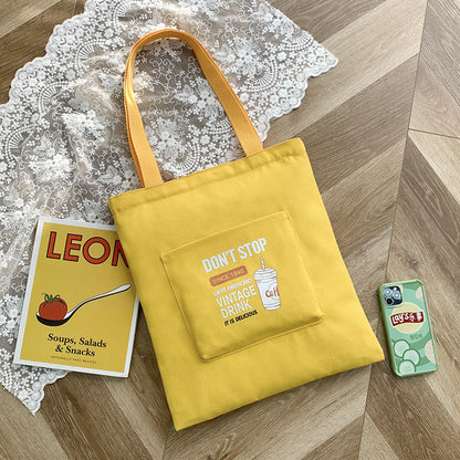 Women's One-Shoulder Korean Letter Messenger Bag Student Trend Portable Large Capacity Canvas Bag Simple Small Fresh Canvas Bag