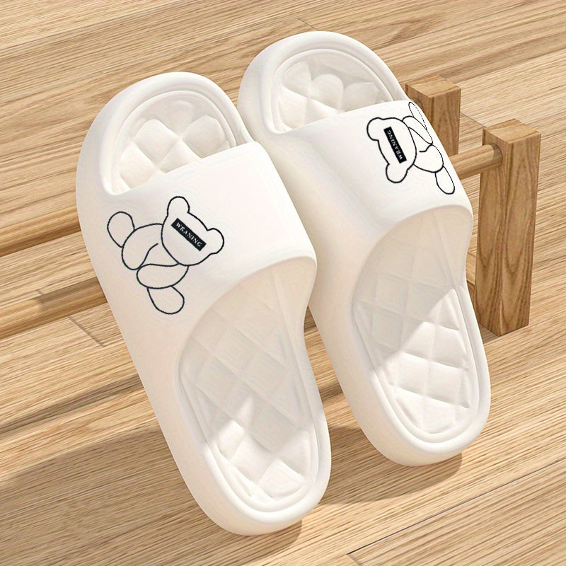 Adorable Cartoon Bear Women's Home Indoor Lightweight Anti-slip EVA Slippers, Fashionable Casual Beach Sandals