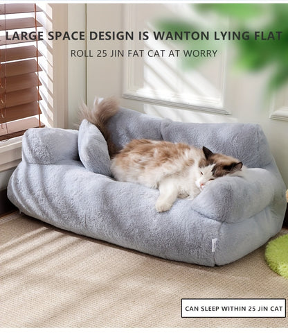 Grey Washable Non-Slip Cozy Winter Pet Bed Cats & Dogs - Soft Fiber Fill Polyest