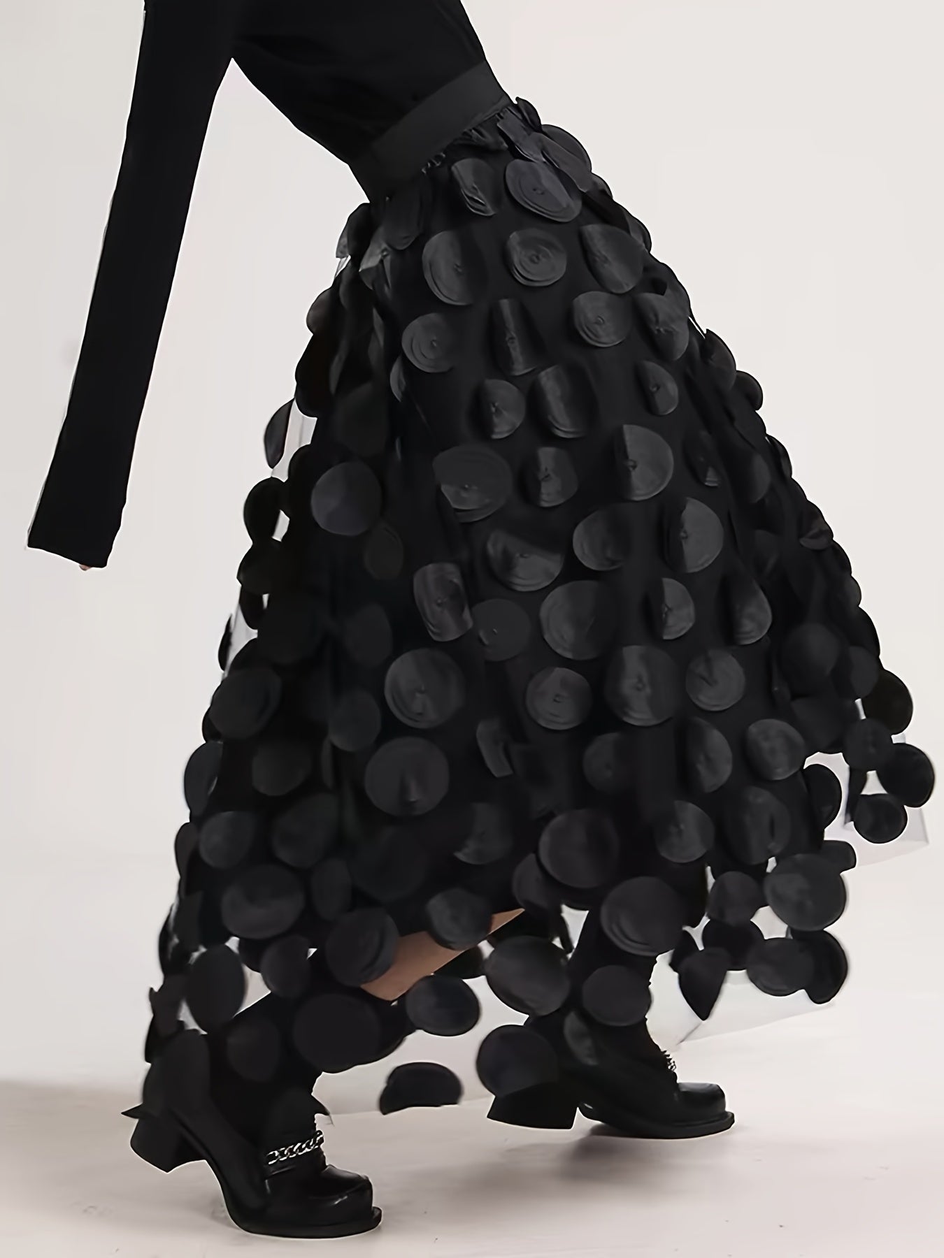 Applique High Waist Skirts, Elegant Maxi Skirts For Spring & Summer, Women's Clothing