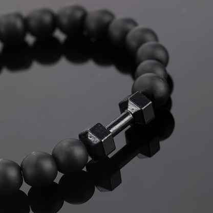 Frosted Bead Dumbbell Bracelet - Premium Fitness-Inspired Accessory for Men with Sleek Modern Design - Perfect Gift for Fitness Enthusiasts
