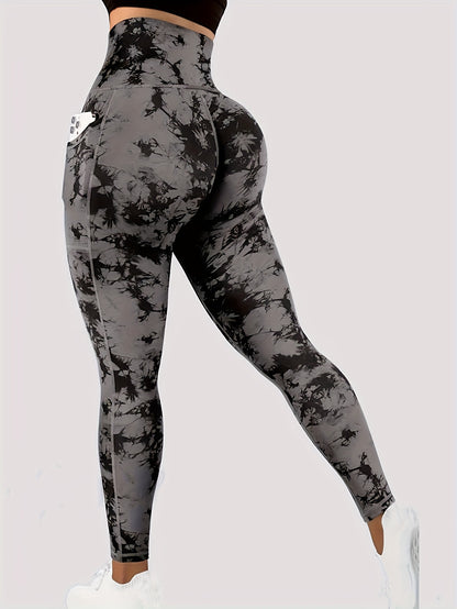 Tie Dye High Waist Yoga Leggings - Sculpting, Butt Lifting, Tummy Control, Moisture-Wicking, Four-Way Stretch Fitness Pants for Women - Wide Waistband, Comfortable, Sweat-Resistant, Perfect for Gym, Sports, Running, and Yoga