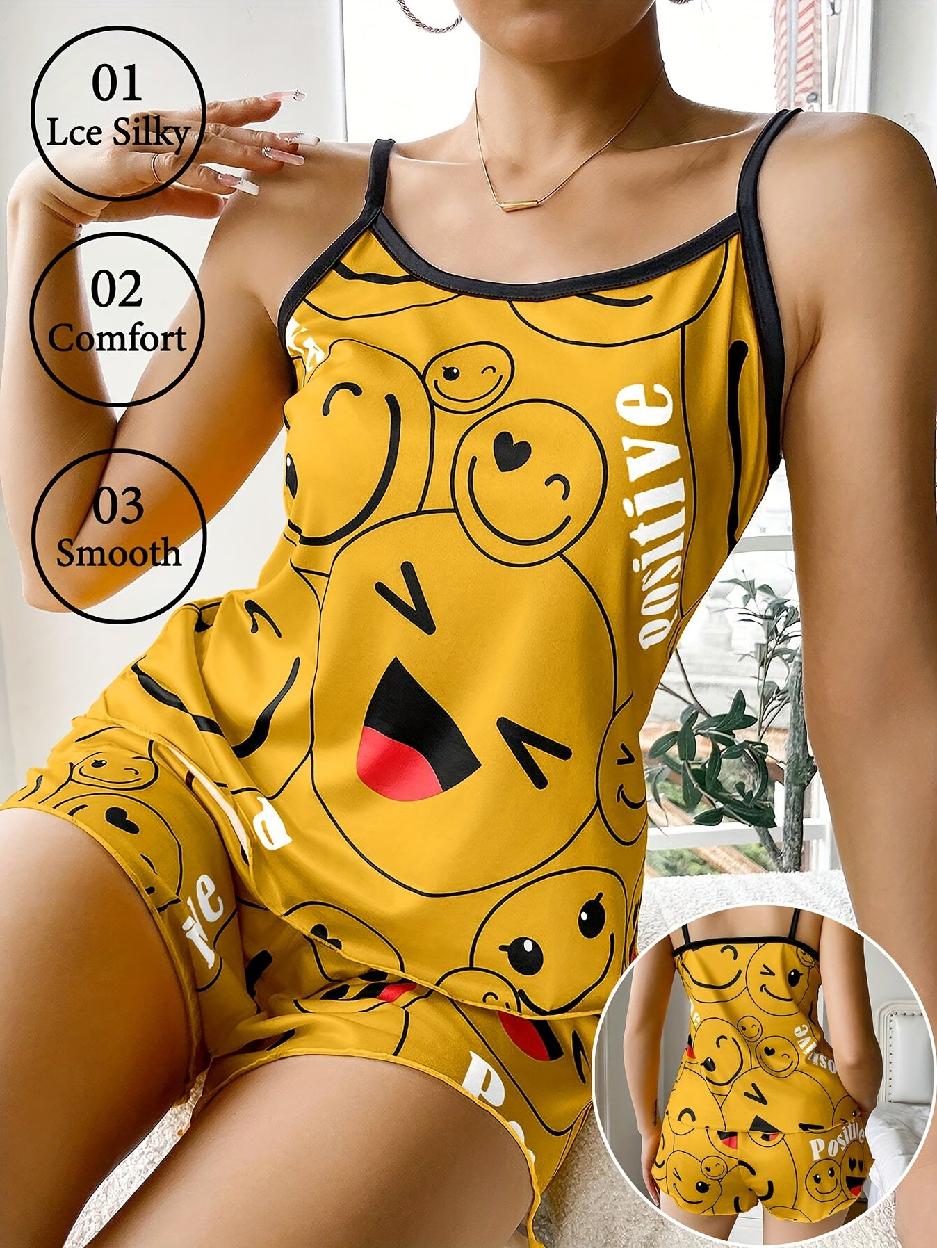 [Cute Pajama Set] Super Cute Printed Pajama Set | A Whimsical Featuring Elastic Waistband Shorts And a Comfortable Loose Top, Perfect for a Delightful And Restful Sleep