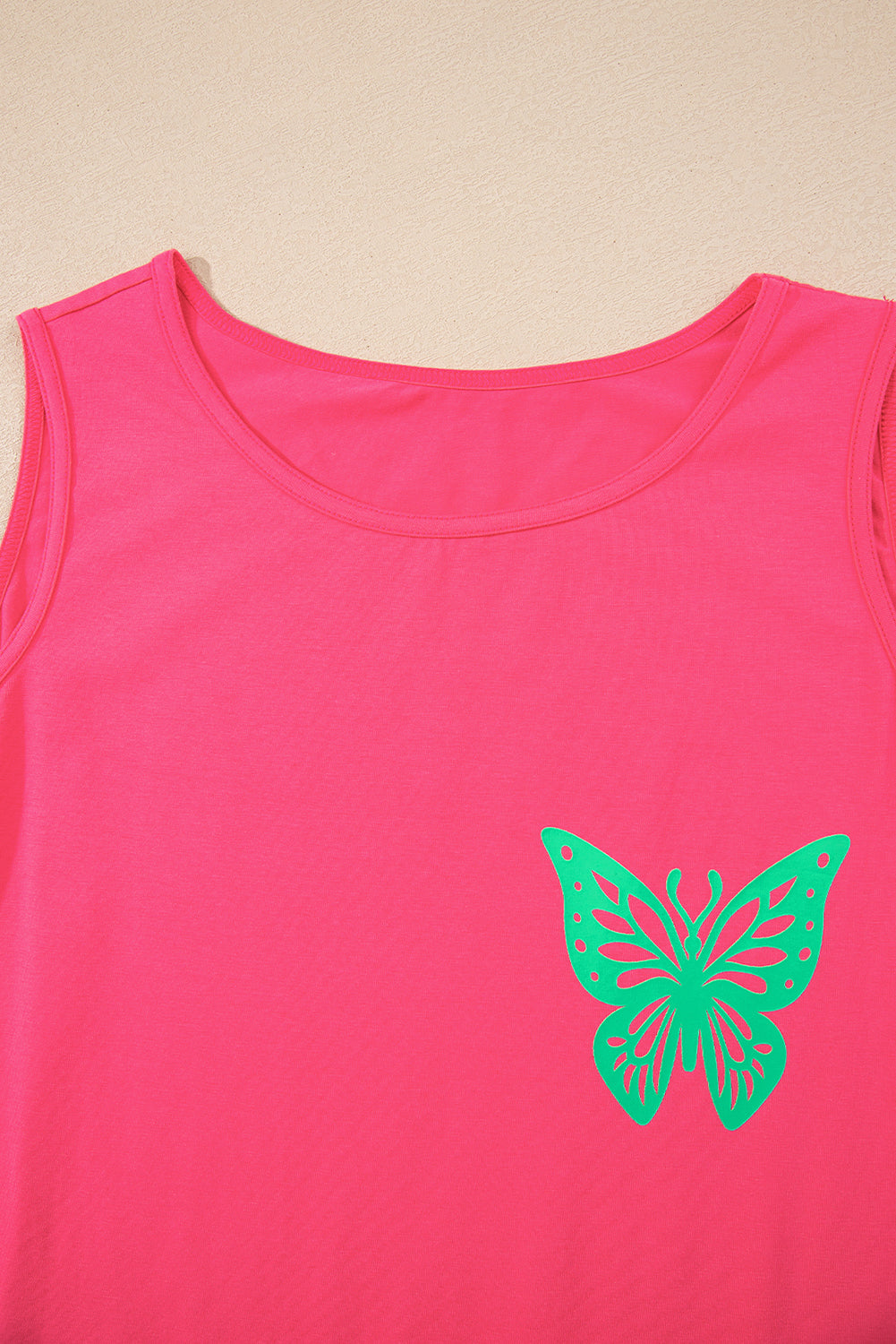 Sachet Pink Butterfly Graphic Casual Tank Top