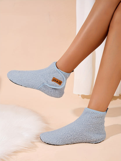 Women's Winter Warm Slip-On Slippers with Closure - Soft Fabric Indoor/Outdoor House Shoes, Non-Slip Rubber Sole & Plush Lining for Cozy Comfort, Light Blue, Indoor Slippers, Home Comfort, Simple Style, Comfortable Fit, Home