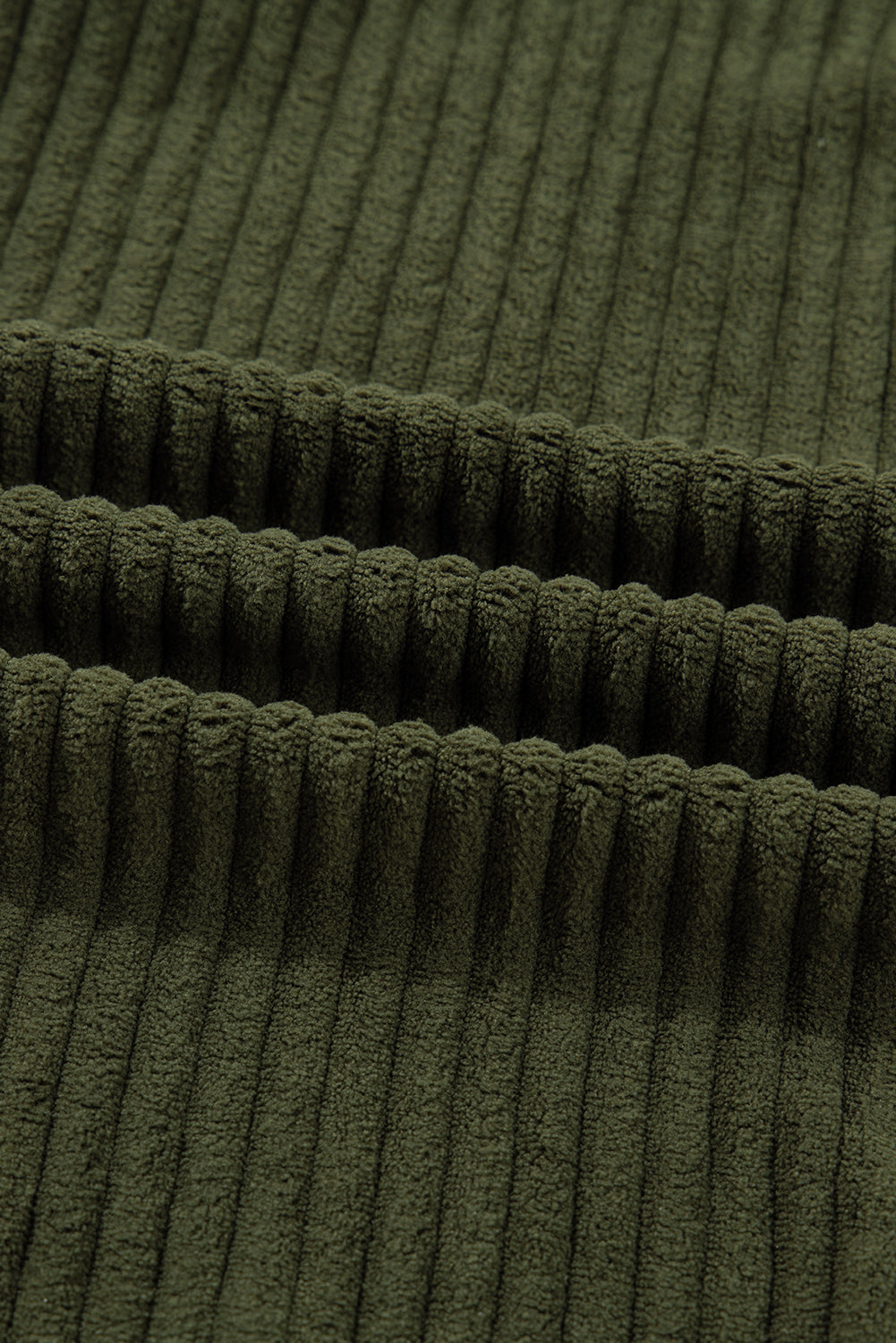 Jungle Green Ribbed Fleece Plaid Print Patchwork Button Up Jacket