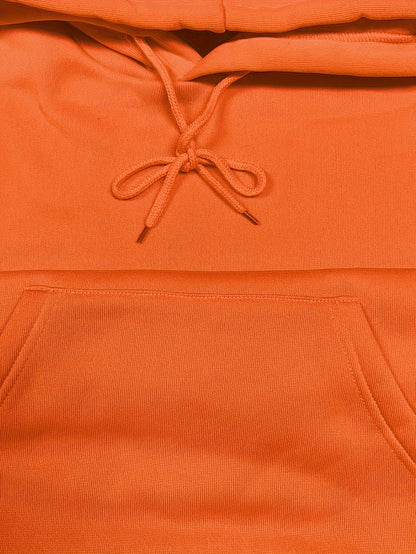 Solid Kangaroo Pocket Hoodie Without Pants, Casual Long Sleeve Drawstring Hoodies Sweatshirt, Women's Clothing