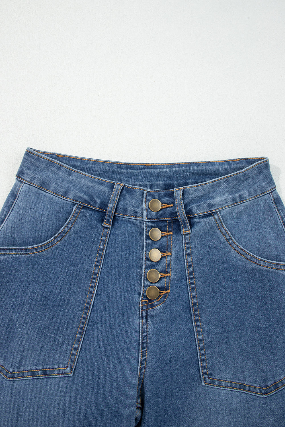 Ashleigh Blue Multi Buttons High Waist Wide Leg Jeans With Pockets