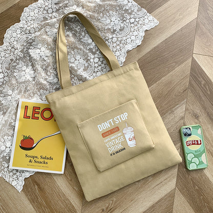 Women's One-Shoulder Korean Letter Messenger Bag Student Trend Portable Large Capacity Canvas Bag Simple Small Fresh Canvas Bag