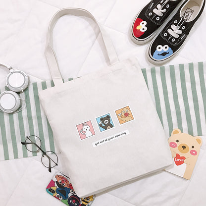Bag Women's New Cartoon Cute Student Shoulder Bag Canvas Tote Bag