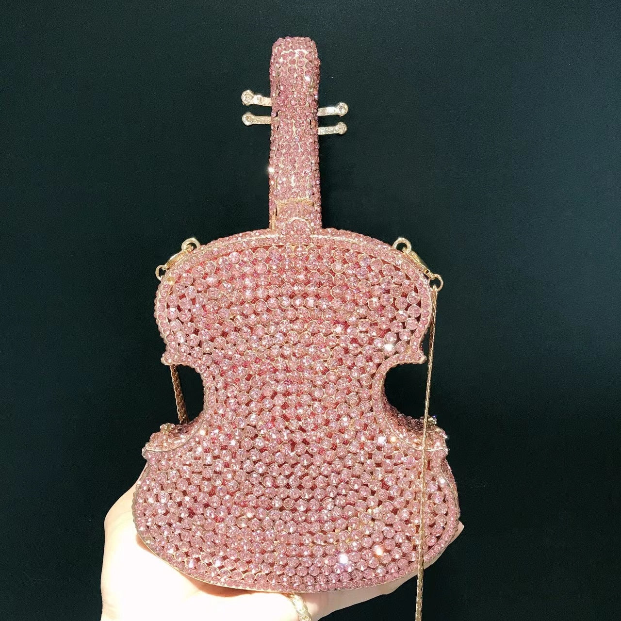 12 Colors Violin-Shape Rhinestone Evening Bag Designer Luxury Women Metal Wedding Bridal Clutches Lady Girls Diamonds Purses