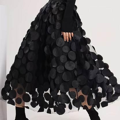 Applique High Waist Skirts, Elegant Maxi Skirts For Spring & Summer, Women's Clothing