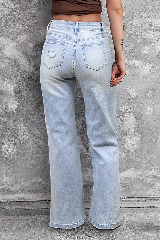 DEAR-LOVER Beau Blue Vintage Light Wash Distressed Flare Jeans