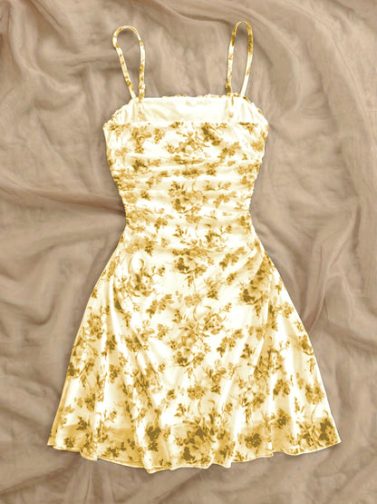 Women's New Floral Print Halter Dress Fashionable Elegant Suitable for All Seasons