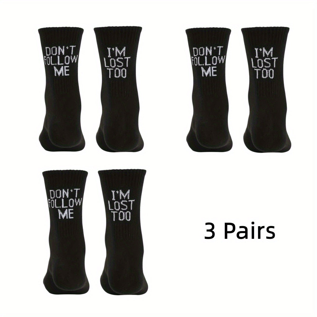1/3/5 Pairs Autumn Winter Men Funny Humor Word Printed Socks Creative Hip Hop Street Skateboard Unisex Crew Happy Sock