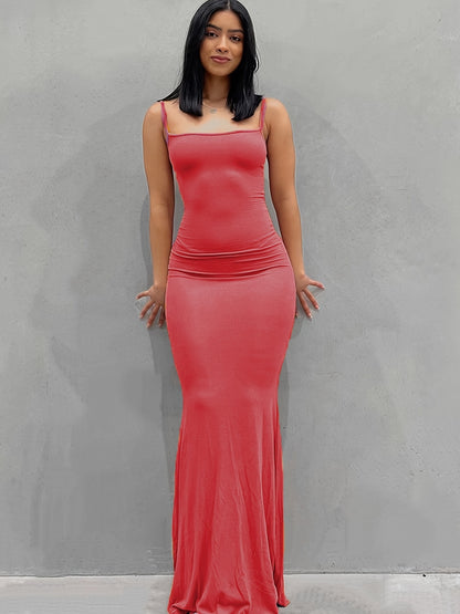 Women's Casual Lounge Slip Long Dress, Sexy Sleeveless Backless Bodycon Maxi Dress, Women's Clothing