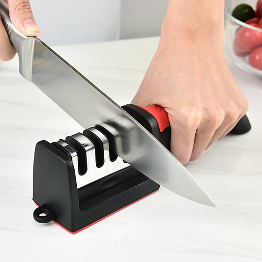 Sharp and Easy: 1pc Multifunctional Four-Stage Kitchen Knife Sharpener - Stainless Steel Kitchen Gadget