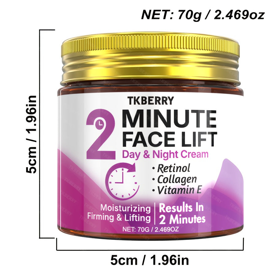 2-Minute Face Lift Day & Night Cream - Collagen Lift & Tight Face Cream with Retinol, Collagen, Turmeric, Hyaluronic Acid & Vitamin CE - Moisturizing & Smoothing for All Skin Types - Alcohol-Free, 24-Hour Hydration, Face Loti