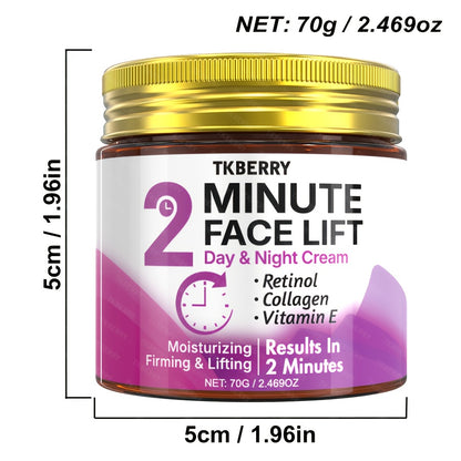 2-Minute Face Lift Day & Night Cream - Collagen Lift & Tight Face Cream with Retinol, Collagen, Turmeric, Hyaluronic Acid & Vitamin CE - Moisturizing & Smoothing for All Skin Types - Alcohol-Free, 24-Hour Hydration, Face Loti