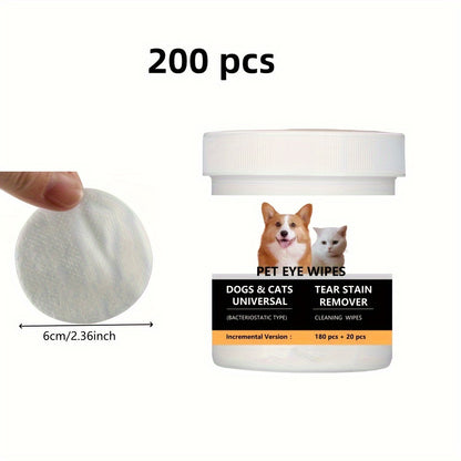 200pcs Pet Eye Cleaning Wipes, Gentle Tear Stain Remover Wipes For Dogs And Cats, Pet Eye Wash Pads