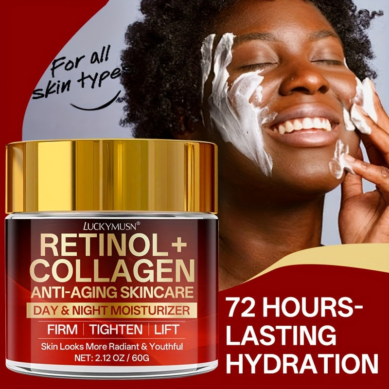 [Retinol Collagen Cream] Retinol Collagen Cream | Hydrates, Tightens, And Lifts Drooping Skin, Enhances Elasticity, Balances Skin Tone, Includes Hyaluronic Acid, Vitamin C, And Peptides, For All Skin Types
