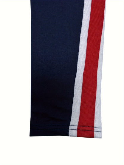 Zip Up Striped Print Dress, Casual Long Sleeve Bodycon Midi Dress, Women's Clothing