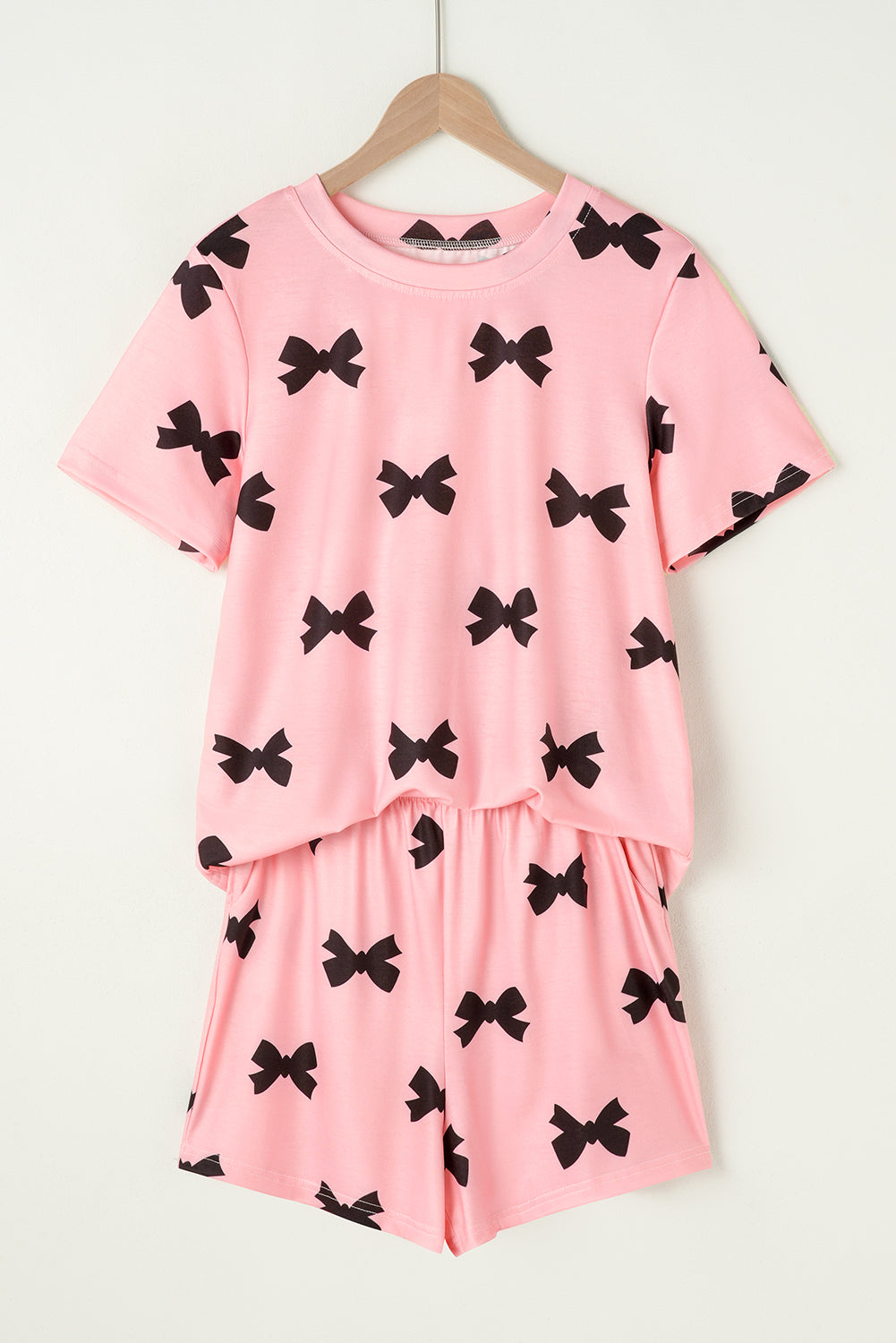 Pink Bow Printed Short 2pcs Lounge Set