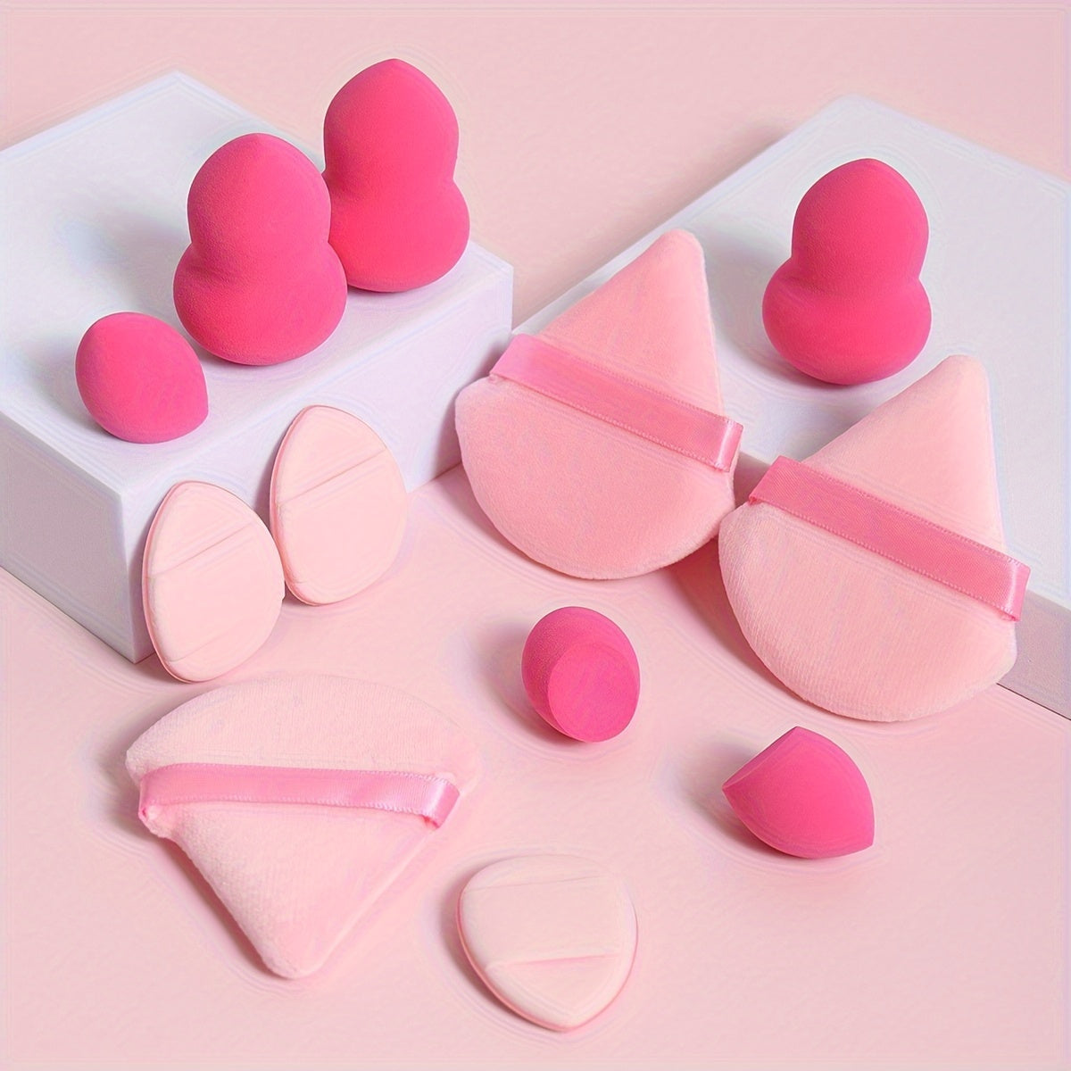 12-Piece Multi-functional Makeup Sponge Puff Set, Flawless Blending For Liquids, Creams & Powders, Latex-Free, Dry & Wet Dual-Use Foundation, Contouring & Highlighting Sponges With Mini Cushion Puffs For All Skin Types